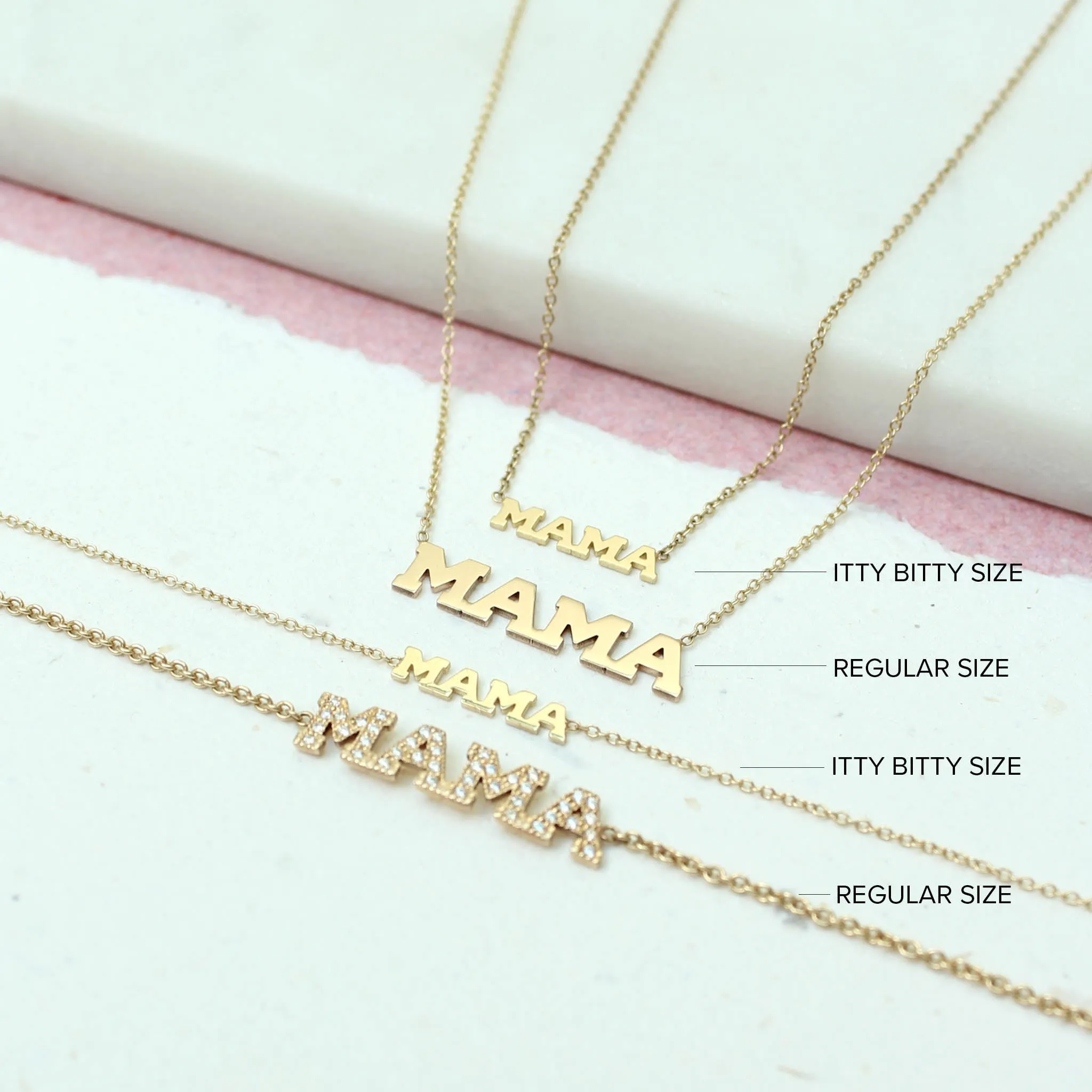 14k Pavé Diamond 4 Letter Small Curb Chain Necklace