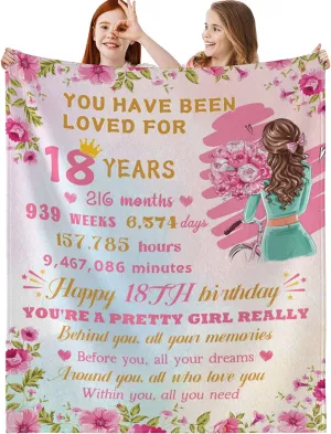 18th Birthday Gifts for Girls, Gifts for 18 Year Old Girl Birthday Gifts for Her from Dad Mom, 18th Girl Birthday Gift Ideas Blanket