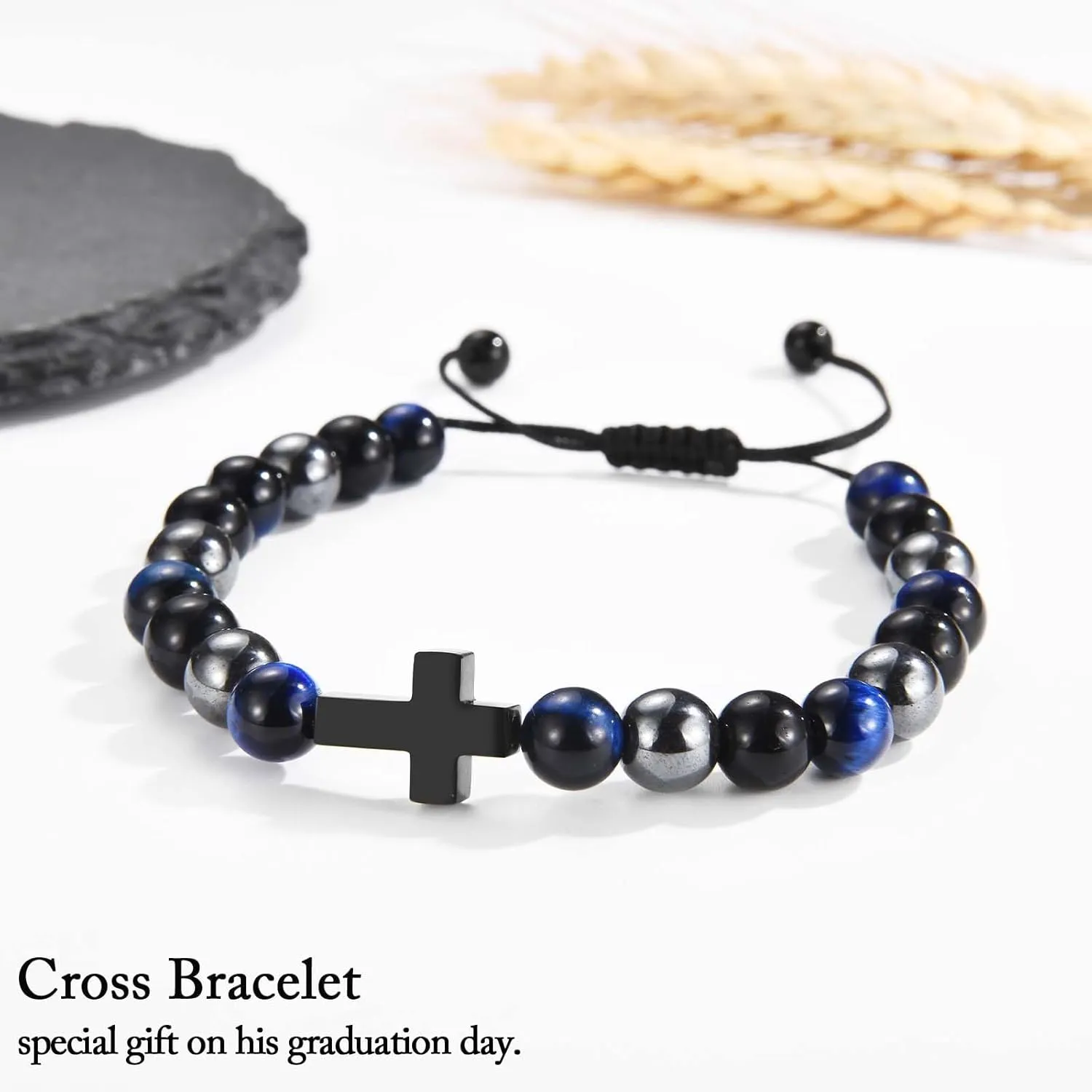 2025 Graduation Gifts for Him Boys Men, 5th 6th 8th Grade Kindergarten Preschool High School College Master Degree Elementary Middle School Graduation Cross Bracelet Gifts with Card for Him Boys