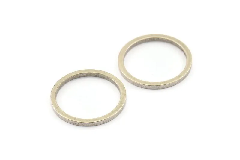 25mm Circle Connectors, 8 Antique Silver Plated Brass Circle Connectors (25x2x2mm) E009 H1205
