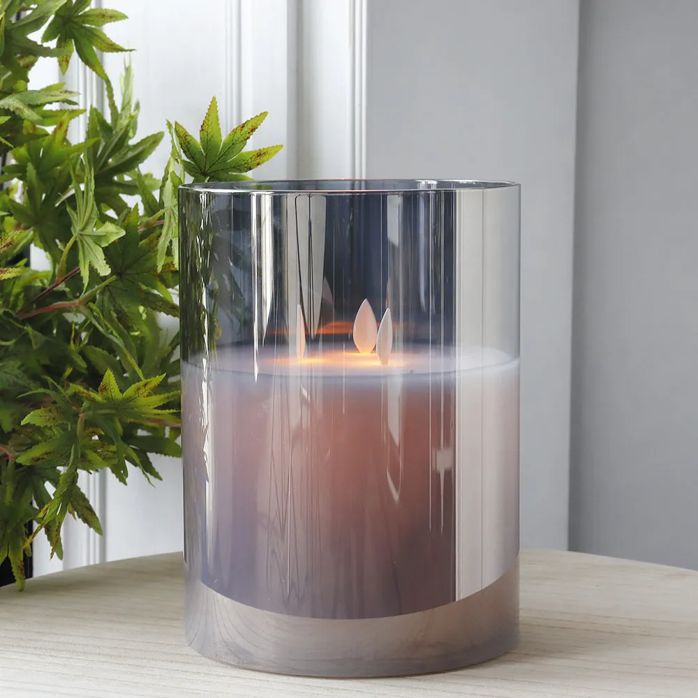 8" High 3-Wick Glass Flameless Candles