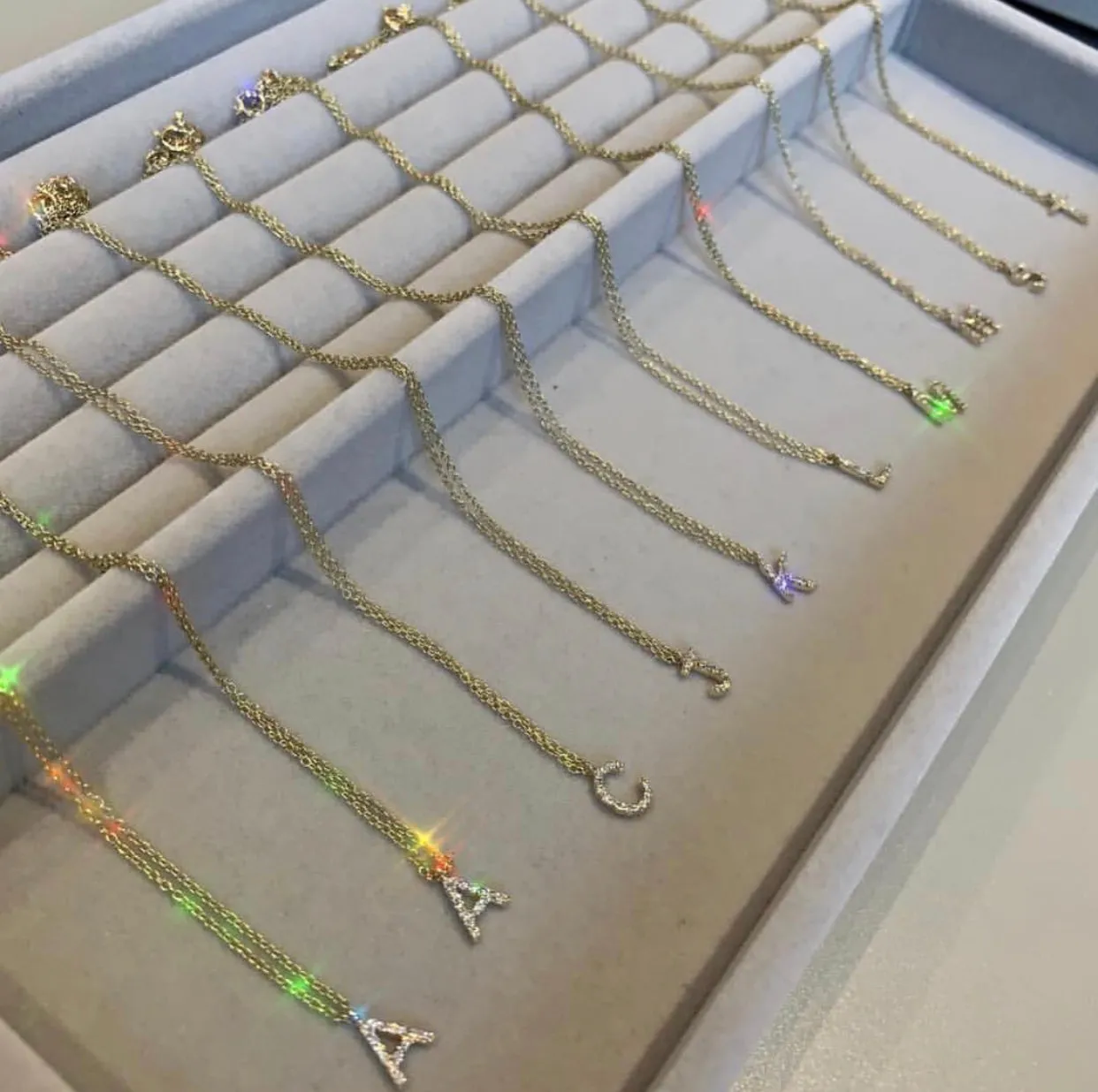 ABC Initial Diamond Necklace Rose Gold