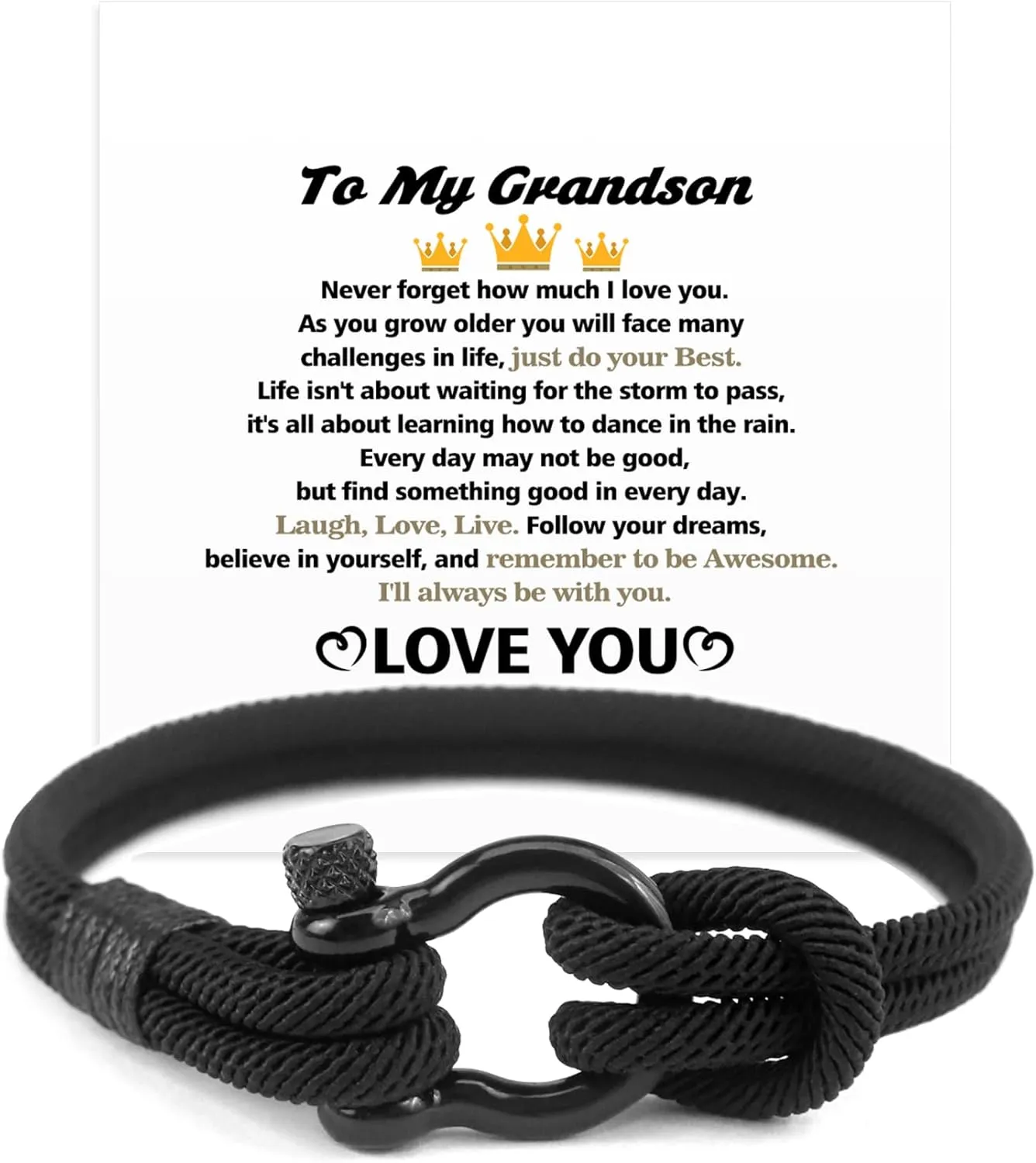 Back to School Supplies Graduation Gifts for Him First Day Gifts for Son Grandson Teenagers Black Bracelet