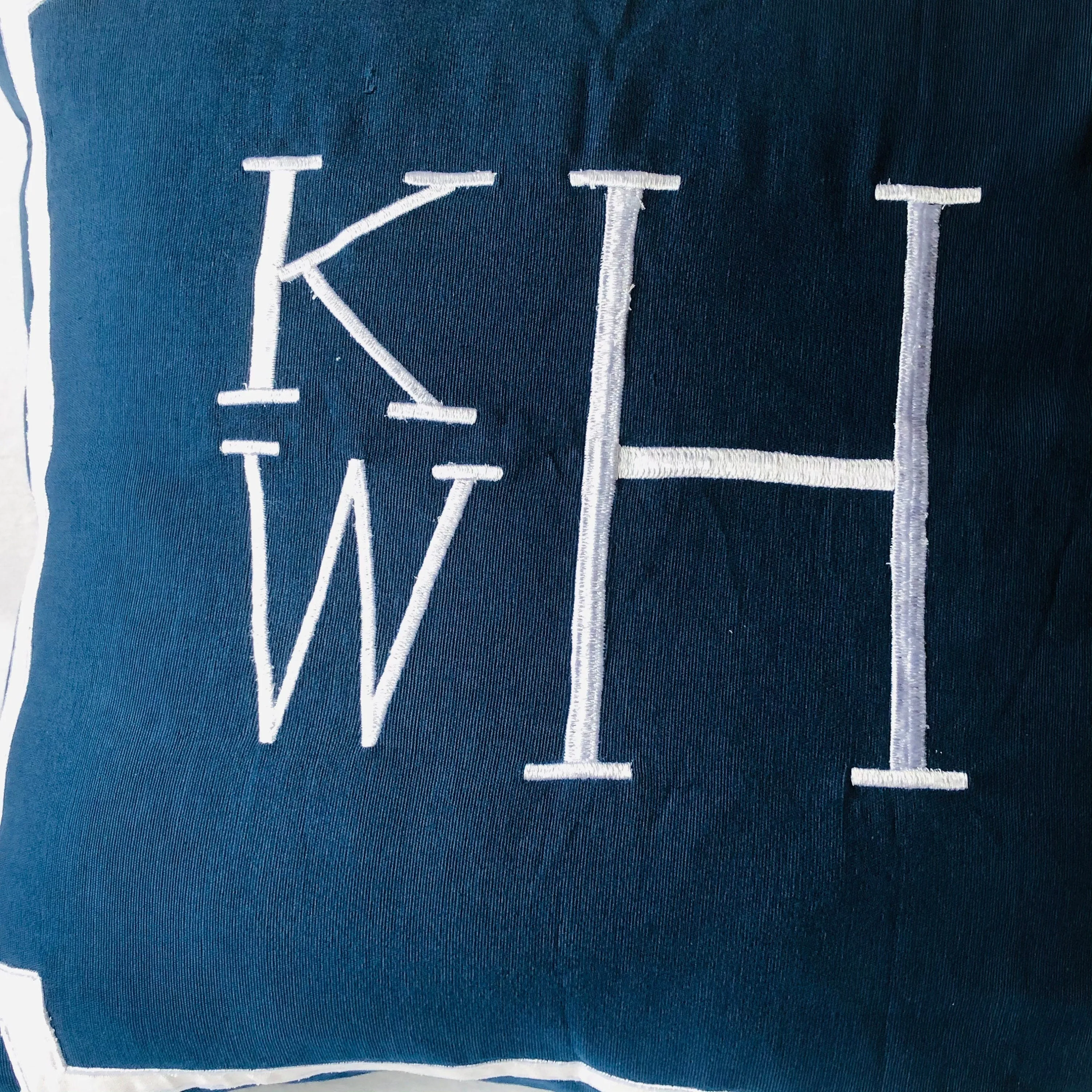 Blue Monogram Throw Pillow Covers, Blue Accent Sofa  Pillows by Snazzy Living