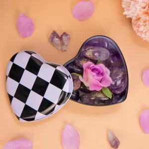 Checkers Heart-Shaped Metal Tin