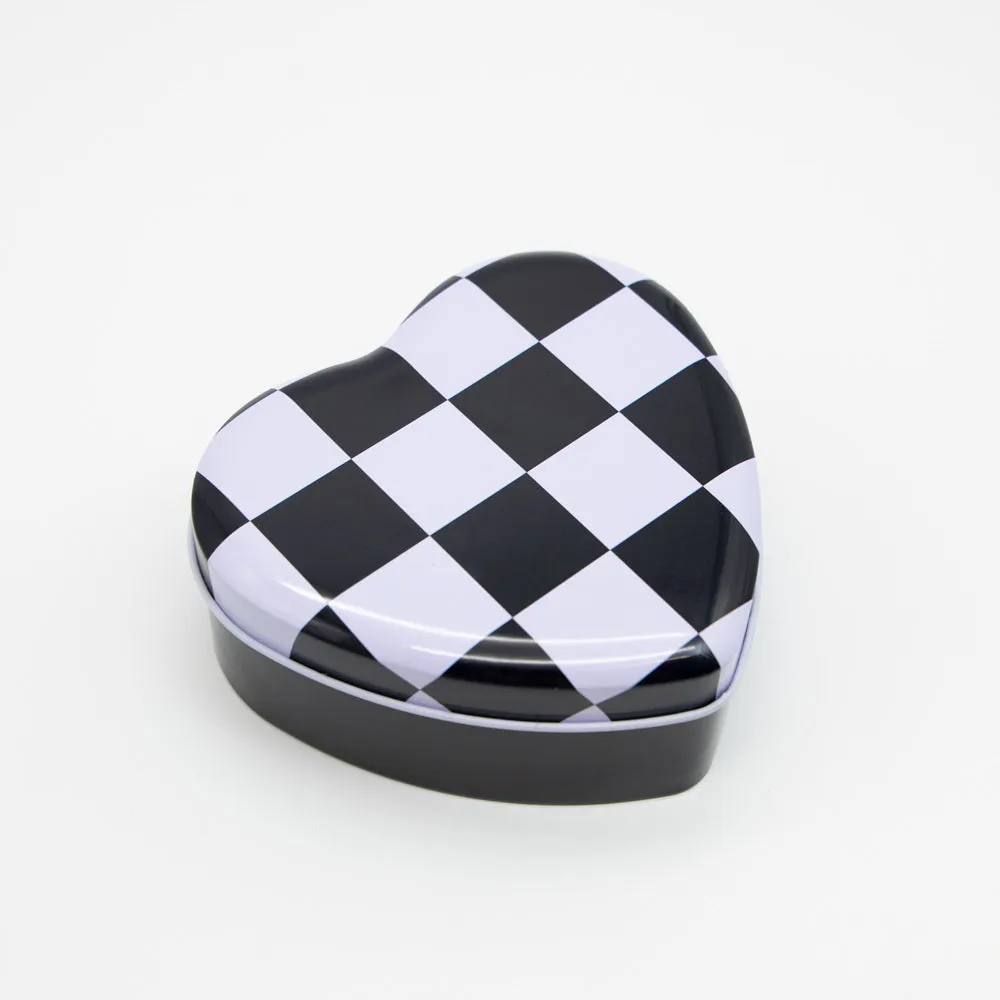 Checkers Heart-Shaped Metal Tin