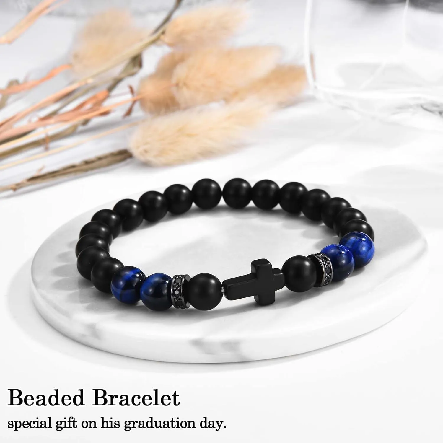 Class of 2025 Graduation Gifts for Him Boys Men, 5th 6th 8th Grade Kindergarten Preschool High School College Master Degree Elementary Middle School Graduation Cross Bracelet Gifts with Card for Him Boys