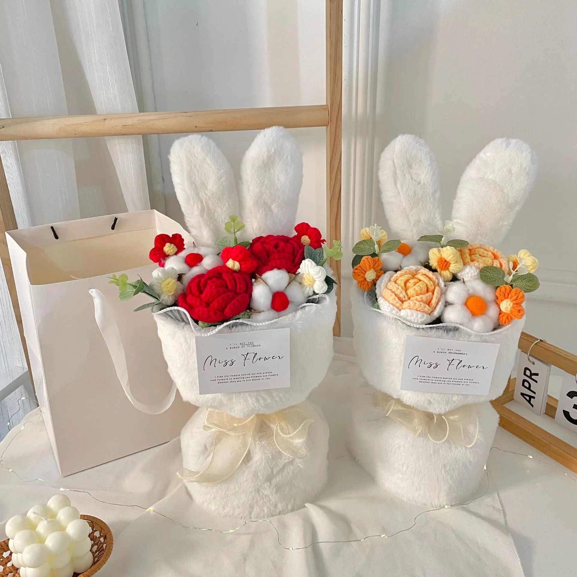Creative Knitted Rabbit Ear Bouquet Doll