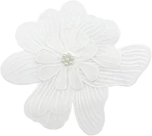 Dainty Fabric Flower Large Brooch Pin for Women Girls Fashion Organza Beaded Corsage Boutonniere Brooches Lapel Pins Delicate Wedding Birthday Holiday Dress Accessories Jewelry Gift