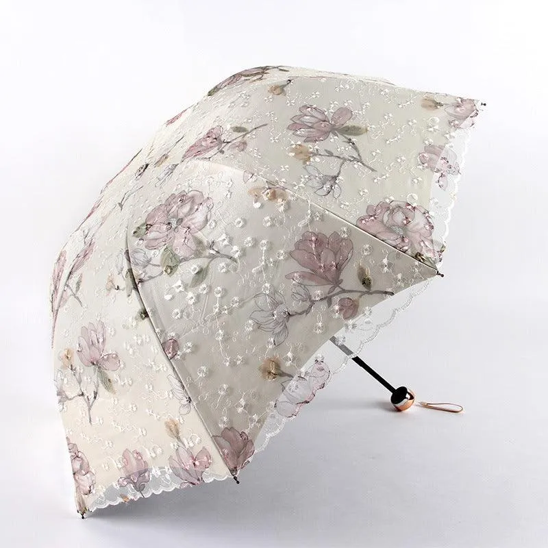 Double Lace Embroidered Sunshade Umbrella