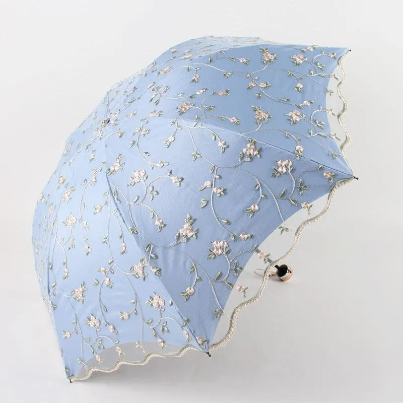 Double Lace Embroidered Sunshade Umbrella