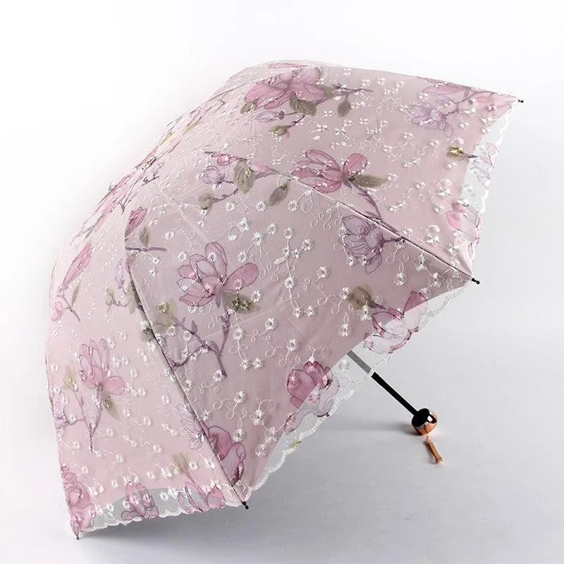 Double Lace Embroidered Sunshade Umbrella