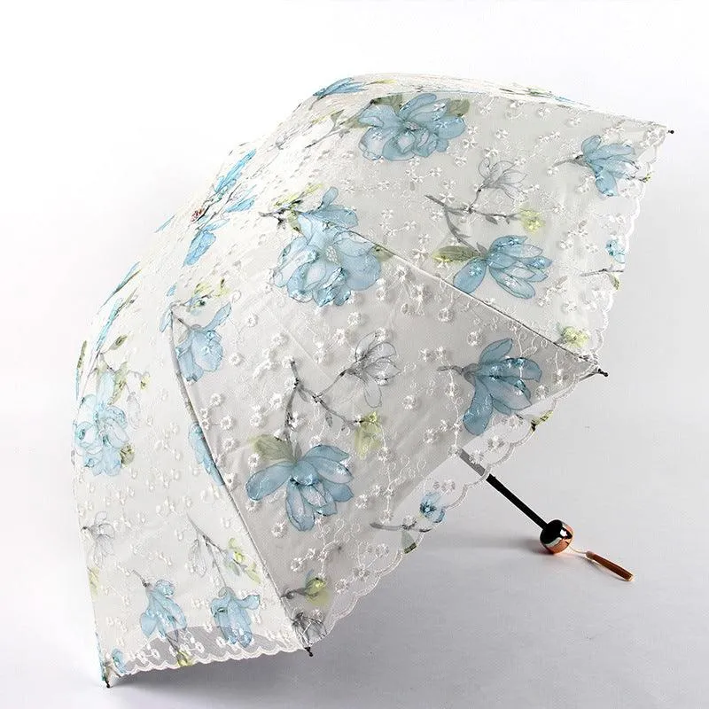 Double Lace Embroidered Sunshade Umbrella