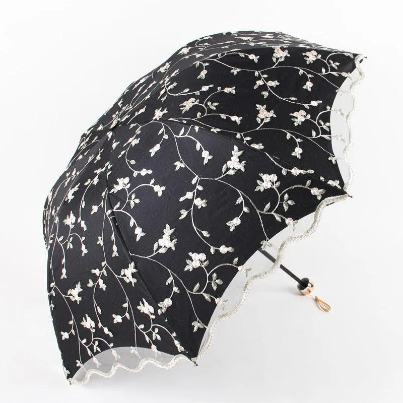Double Lace Embroidered Sunshade Umbrella