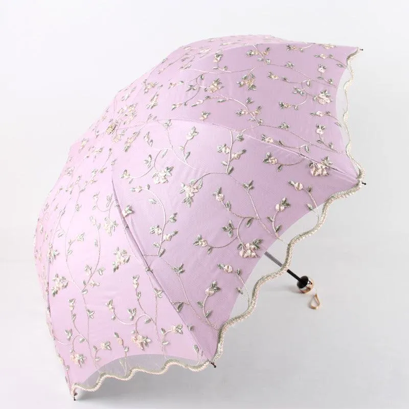 Double Lace Embroidered Sunshade Umbrella