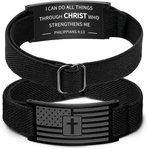 Easter Graduation Gifts, American Flag Cross Bracelet Bible Verse Baptism Gifts for Men