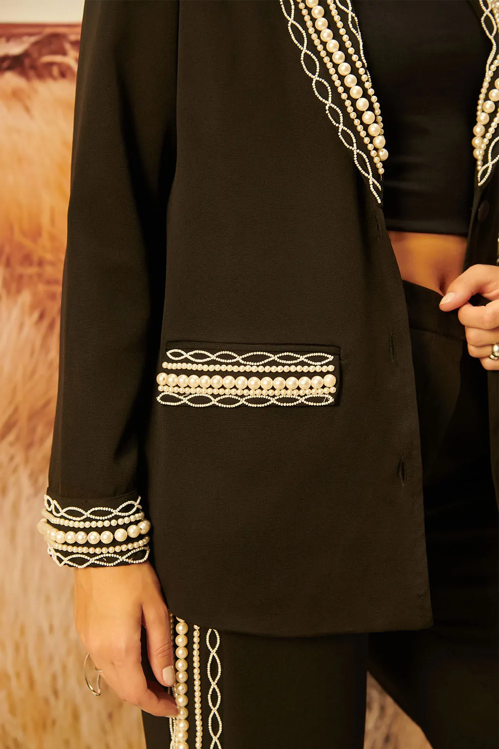 Estelle Pearl Black Blazer