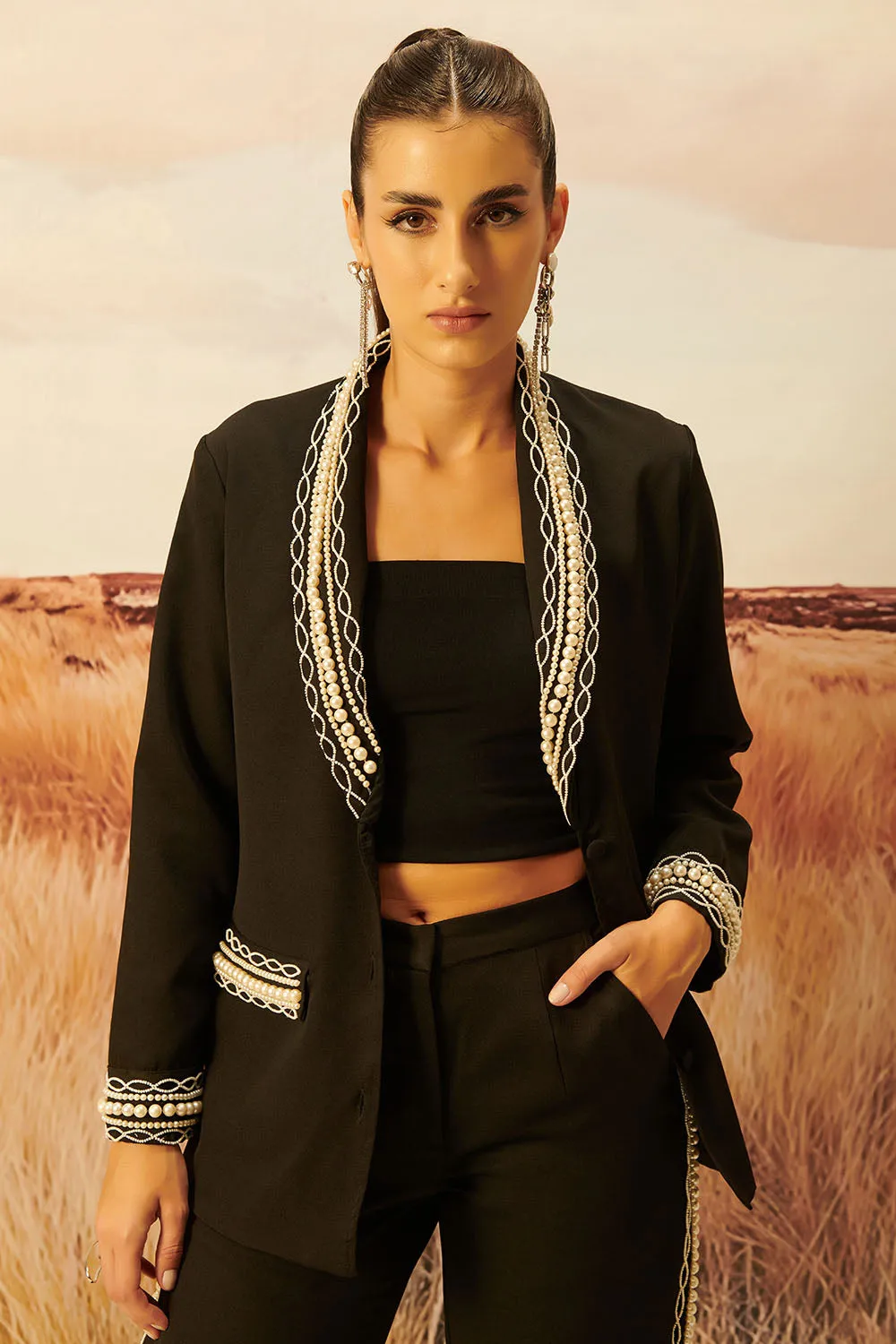 Estelle Pearl Black Blazer
