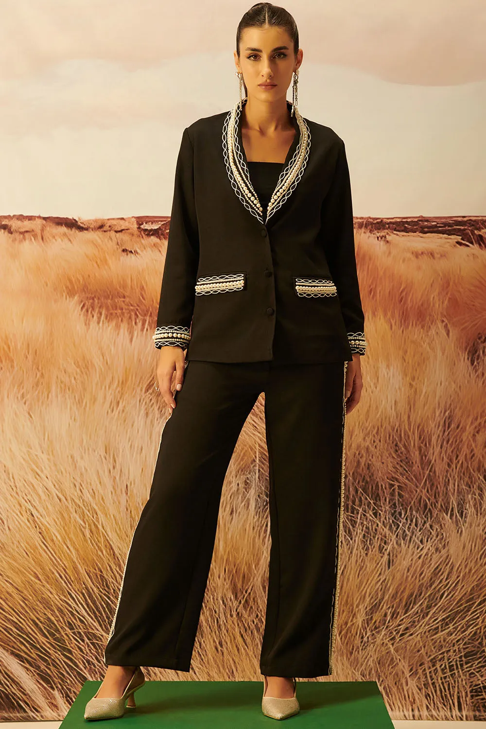 Estelle Pearl Black Blazer