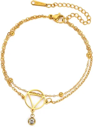 EUEAVAN Alcoholics Anonymous AA Bracelet Circle Triangle Healing Charm Sober Recovery Jewelry New Beginnings Sobriety Gift for Women