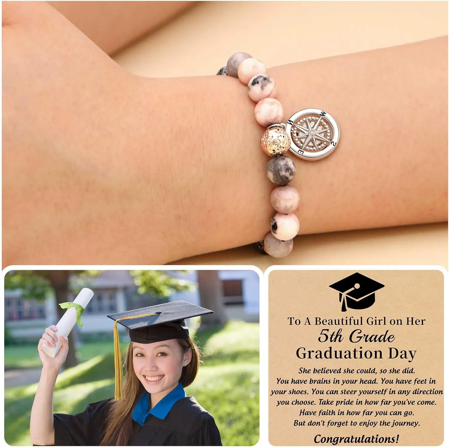 Graduation Gifts for Her Girls 5th 6th 8th Middle School Class of 2024 Graduation Bracelet High School Graduation Gifts for Her Daughter Granddaughter Niece Sister