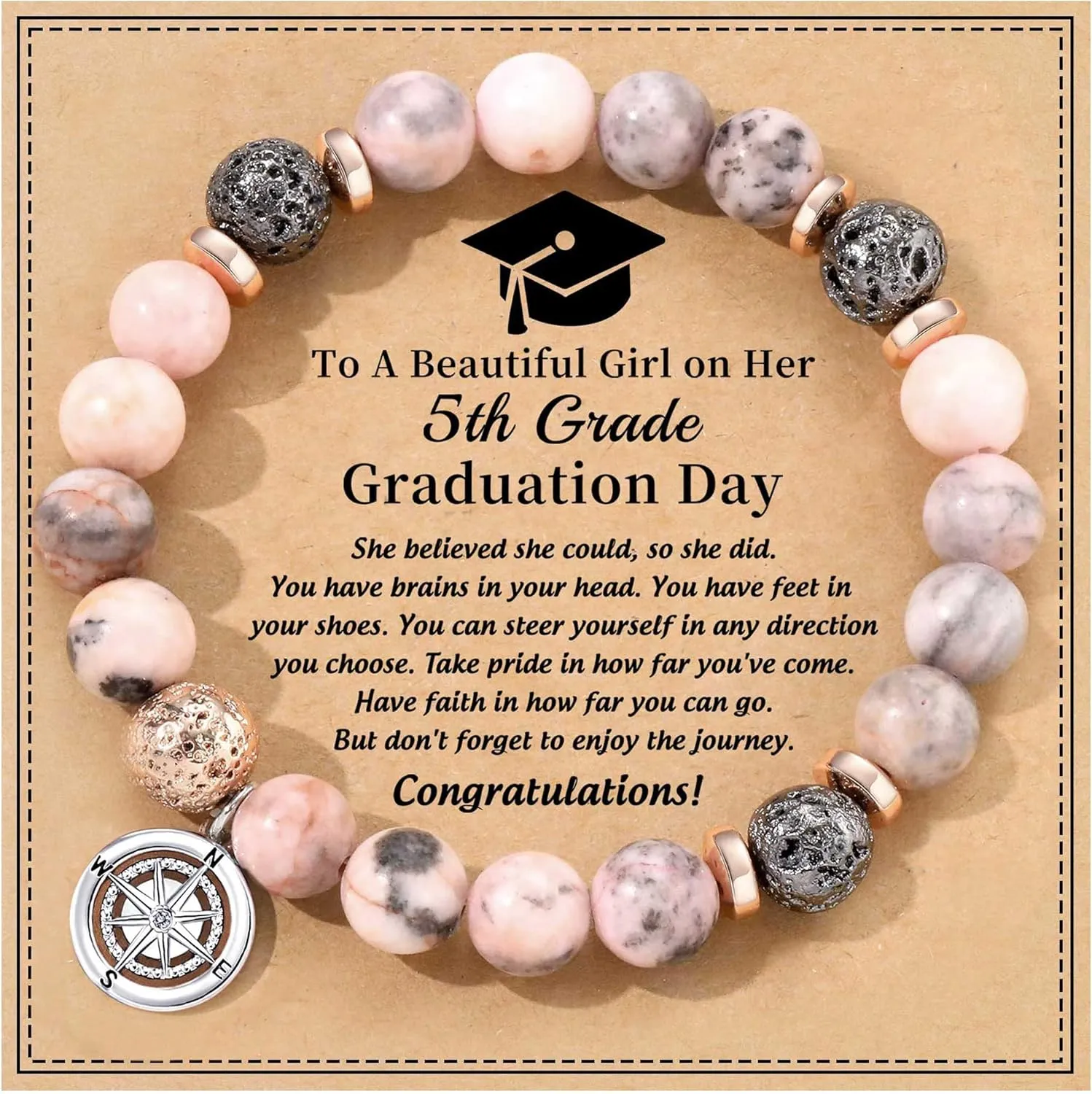 Graduation Gifts for Her Girls 5th 6th 8th Middle School Class of 2024 Graduation Bracelet High School Graduation Gifts for Her Daughter Granddaughter Niece Sister
