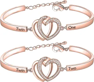 Gzrlyf Twin Bracelets Set - Sisters Jewelry Twins Gifts
