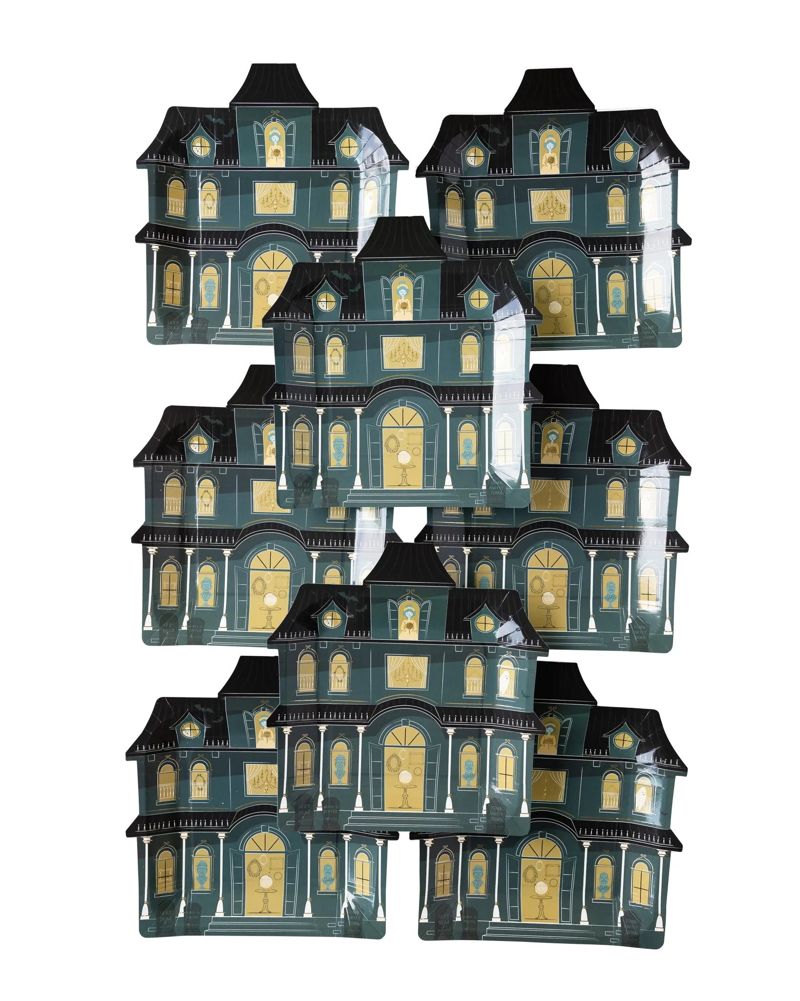 HVL1040 -  Haunted Village Mansion Shaped Paper Plate
