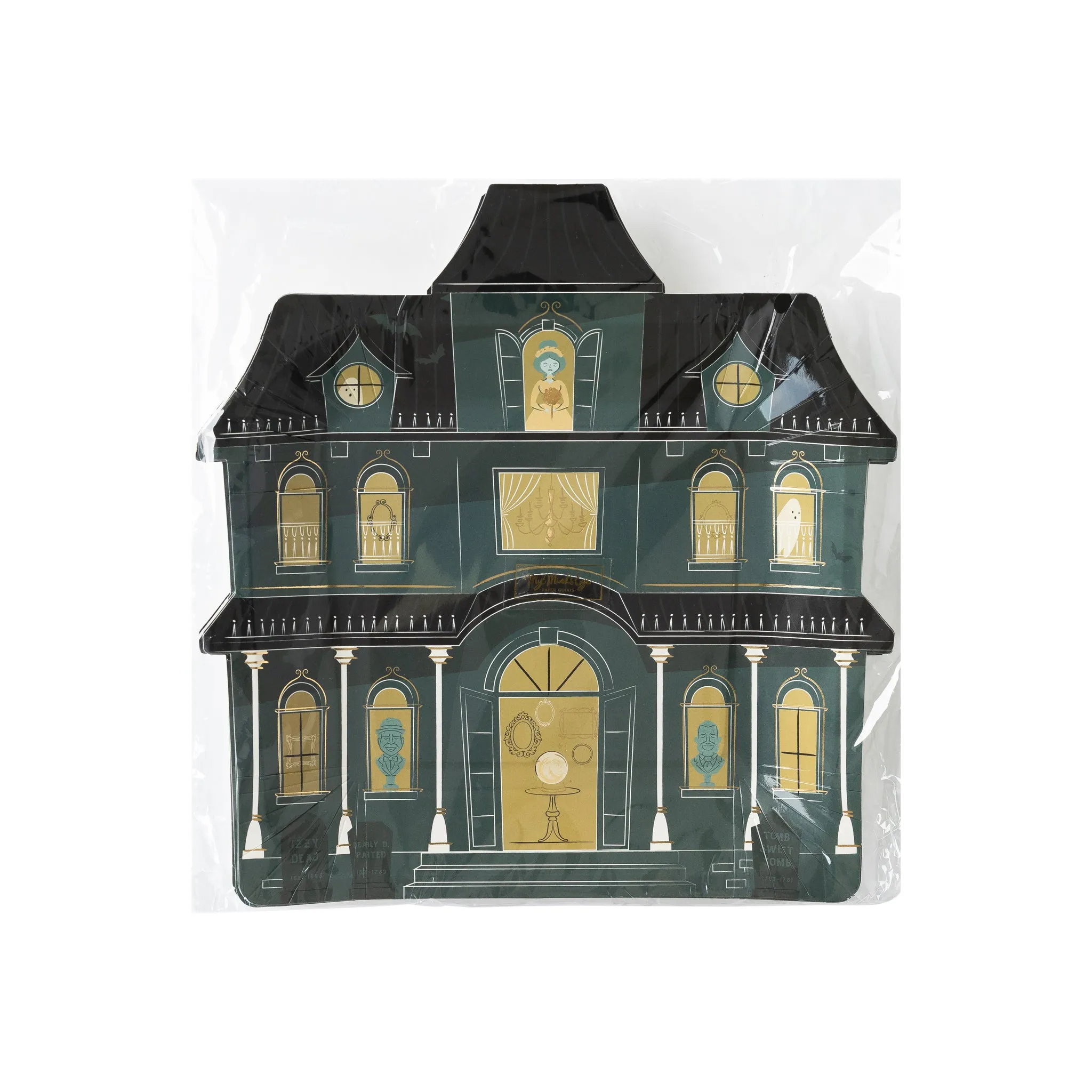 HVL1040 -  Haunted Village Mansion Shaped Paper Plate
