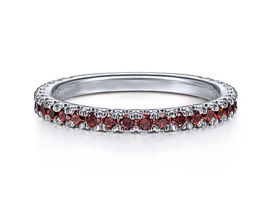 January Garnet Stackable Band