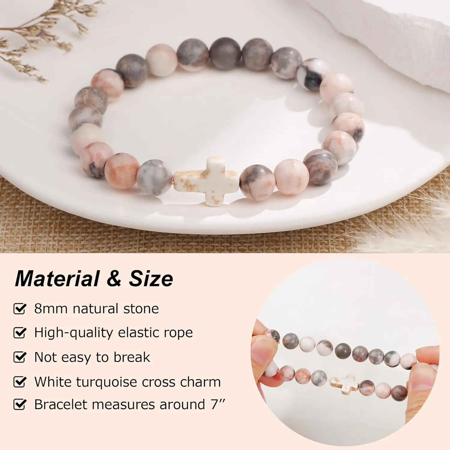 JoycuFF     Class of 2025 Gifts Graduation Bracelets Cross Bead Bracelet for Girls Inspirational Graduation Bracelet for Women Girls
