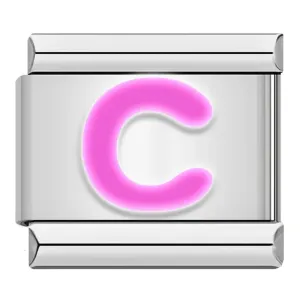 Letter C in Pink, on Silver