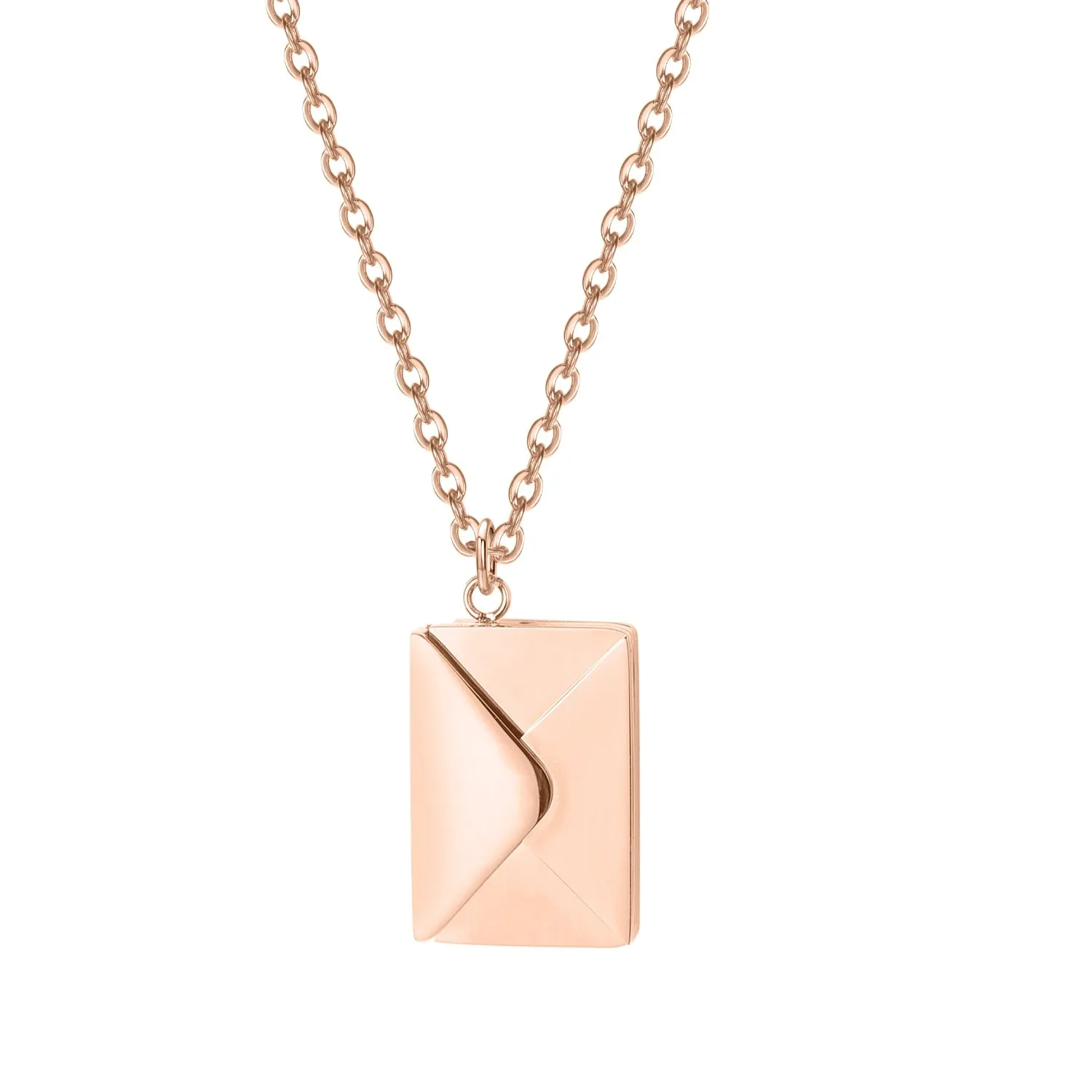 Love Letter Envelope Pendant Necklace With Rose Gift Box Customized Stainless Steel Jewelry Confession Love You for ValentineDay