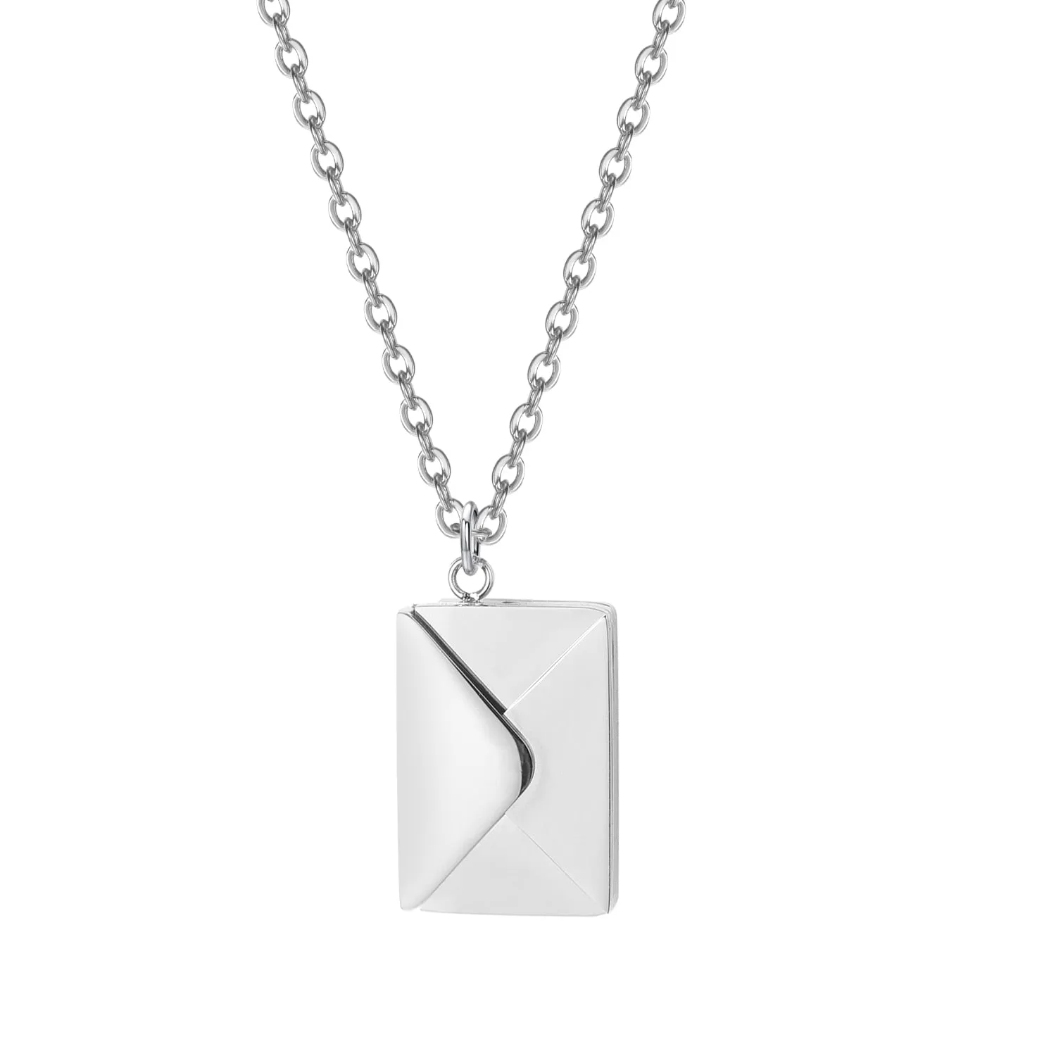 Love Letter Envelope Pendant Necklace With Rose Gift Box Customized Stainless Steel Jewelry Confession Love You for ValentineDay