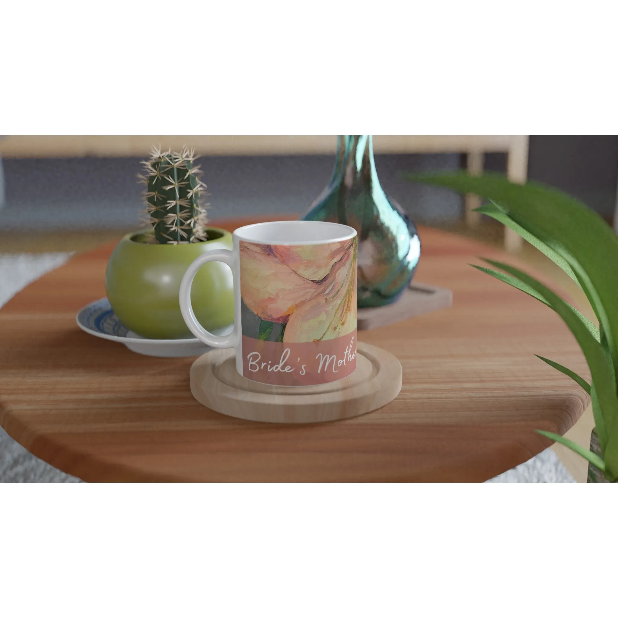 'Mother of the Bride' 11oz White Ceramic Mug | Bridal Collection with 'Amaryllis' Artwork by American Artist Barbara Cleary