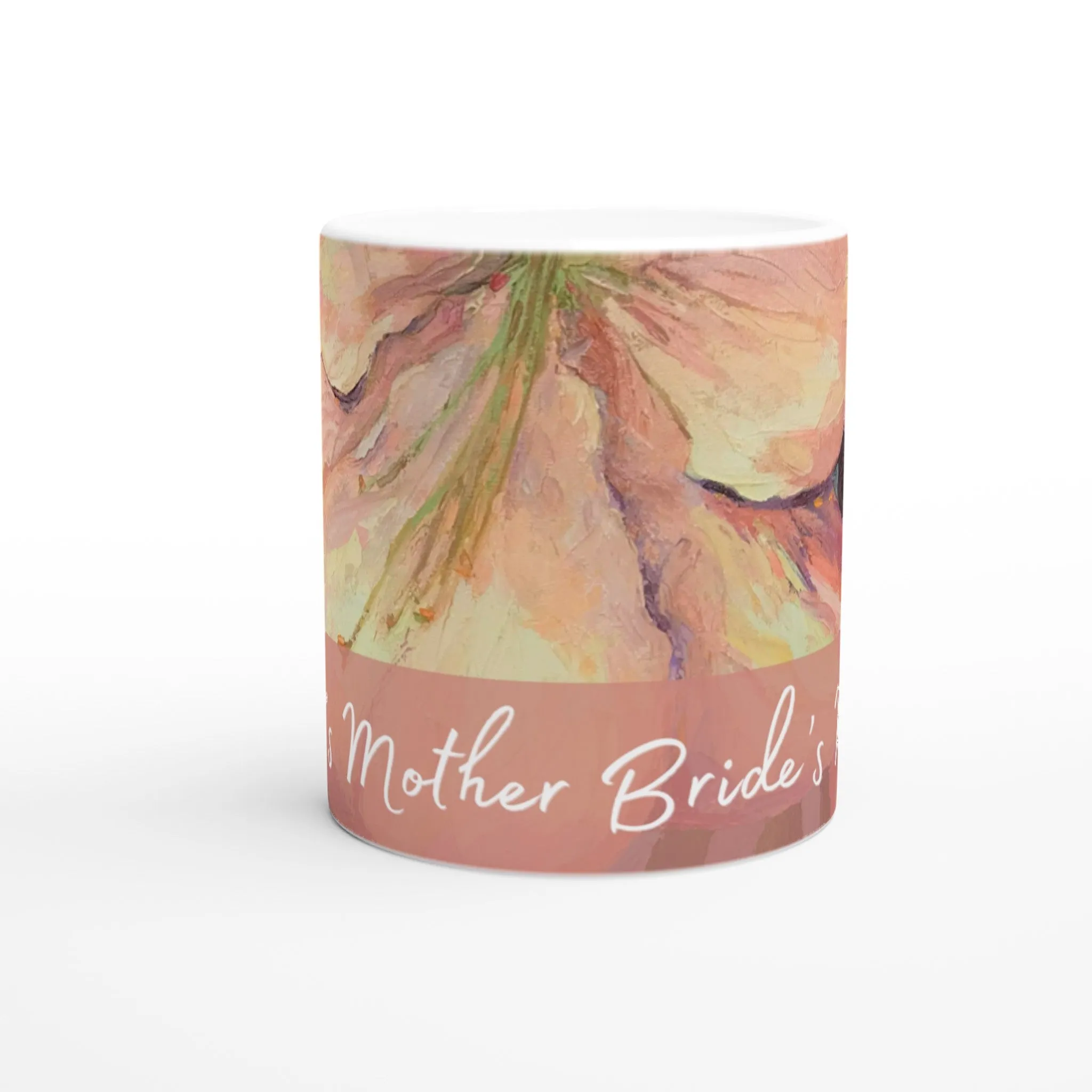 'Mother of the Bride' 11oz White Ceramic Mug | Bridal Collection with 'Amaryllis' Artwork by American Artist Barbara Cleary