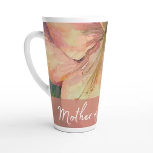 'Mother of the Bride' 17oz White Ceramic Latte Mug | Bridal Collection with 'Amaryllis' Artwork by American Artist Barbara Cleary