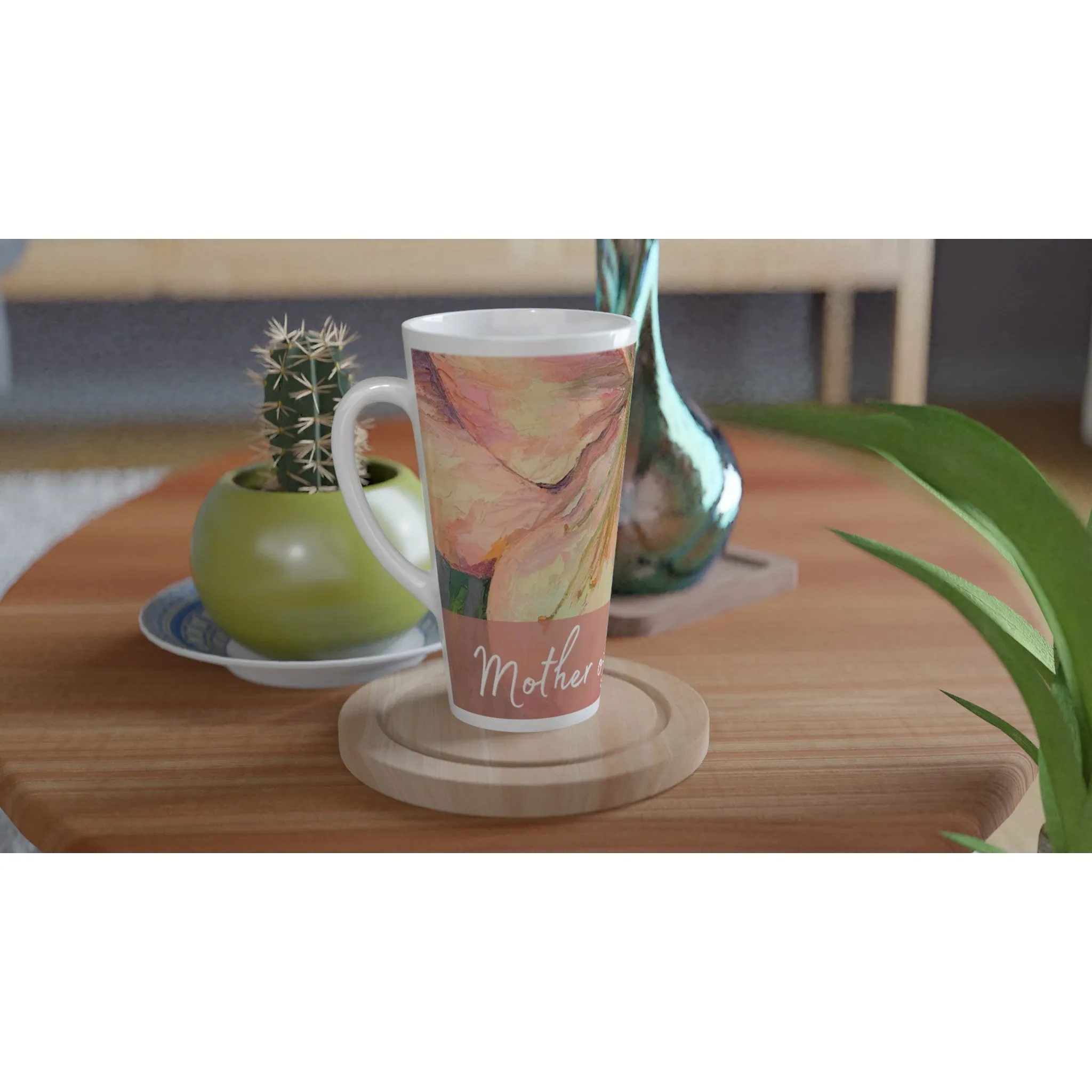 'Mother of the Bride' 17oz White Ceramic Latte Mug | Bridal Collection with 'Amaryllis' Artwork by American Artist Barbara Cleary