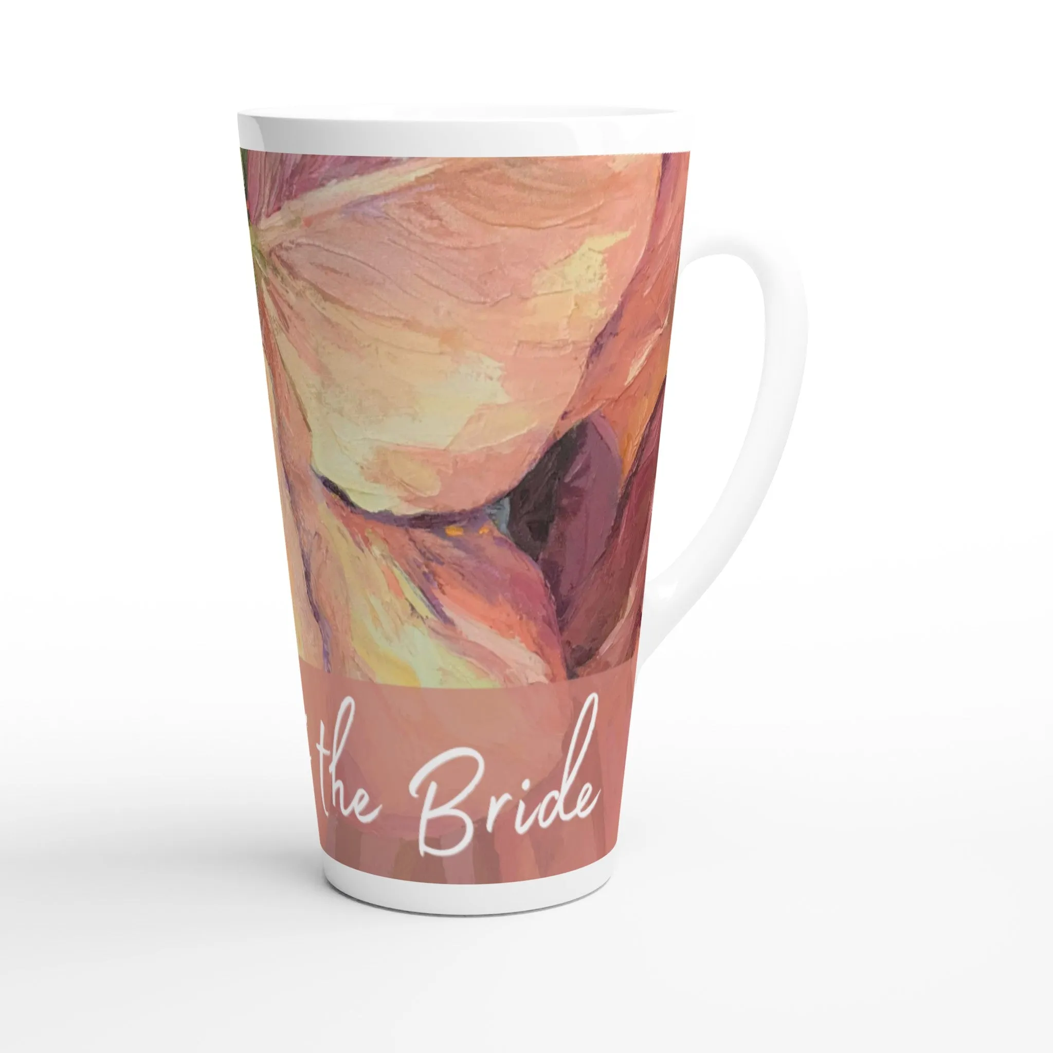 'Mother of the Bride' 17oz White Ceramic Latte Mug | Bridal Collection with 'Amaryllis' Artwork by American Artist Barbara Cleary