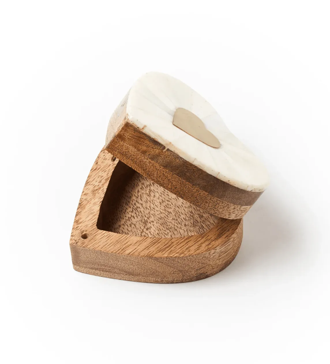 Mukhendu Heart Keepsake Box - Bone, Brass Inlay