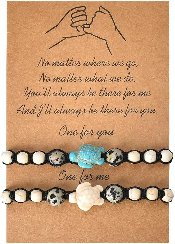 Pinky Promise Bracelets for Women Men Matching Turtle Bracelets for Couple Birthday Christmas Gifts for Boyfriend Girlfriend Friends Friendship Gift for Sisters Long Distance Relationship Gift