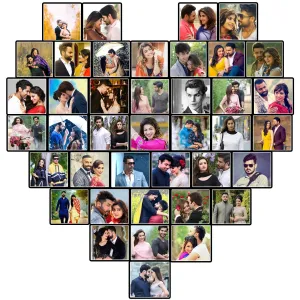 Shri Kanth Art® Customized Heart Shape Wooden Photo Collage Ideal for Gift in Family Wedding & Couple Photo Cut Out Frame Home Wall Art Decor Gift (Frame Size 20 x 20 Inch) Multicolored