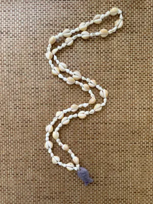 Vintage Seashell Long Necklace with Amethyst Fish - Pre-order Shipping May 15th