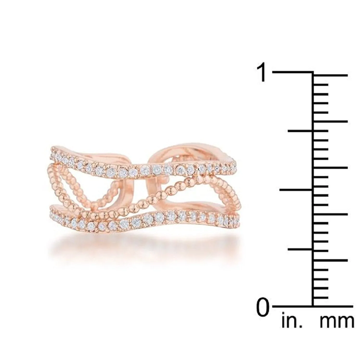 WildKlass 0.5ct CZ Rose Gold Abstract Cuff Ring