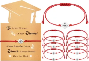 Woanger 50 Sets Graduation Bracelets Bulk 2025 Graduation Gifts Adjustable Bracelet with Card for Grad Students